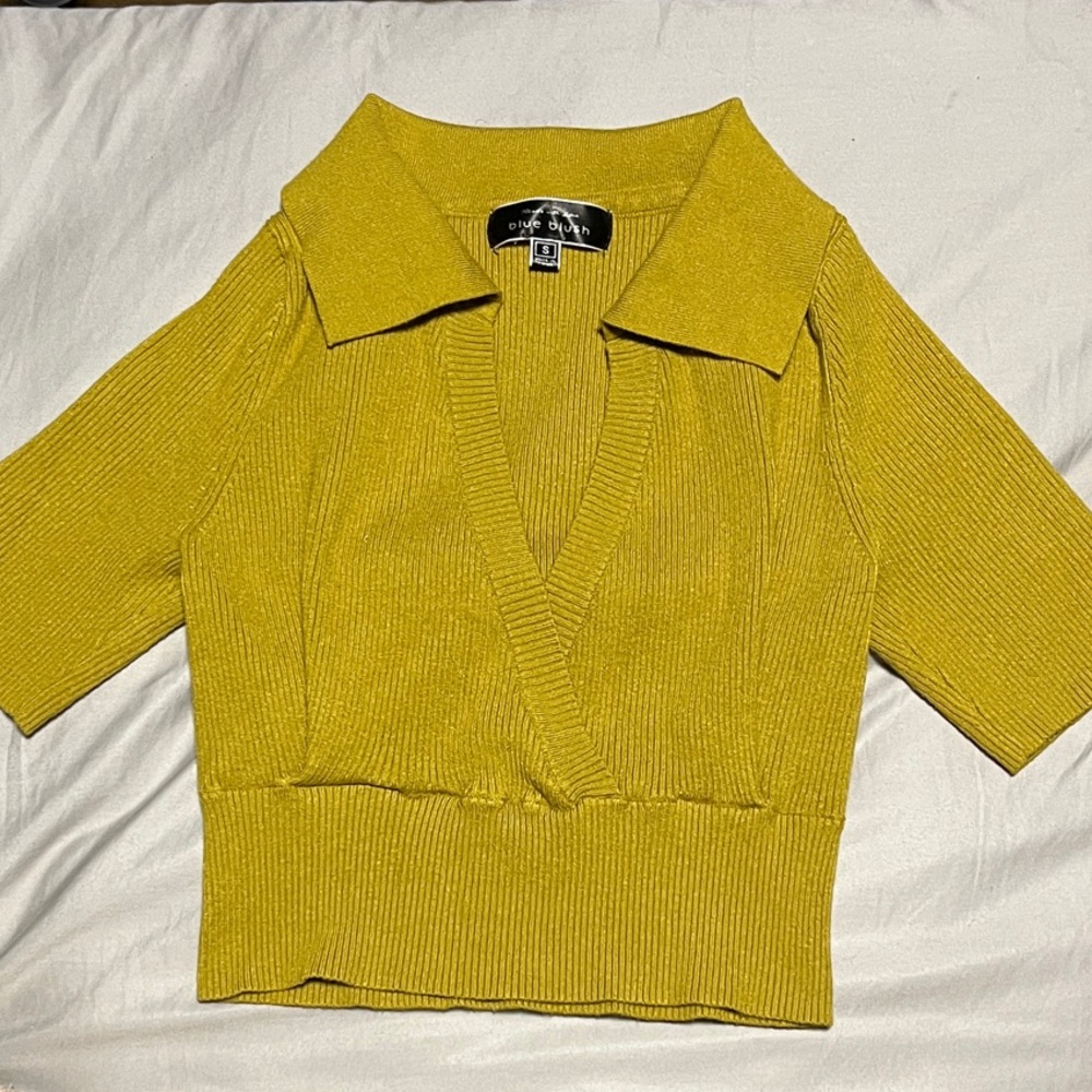 H&M Golden Yellow Ribbed Crop Top